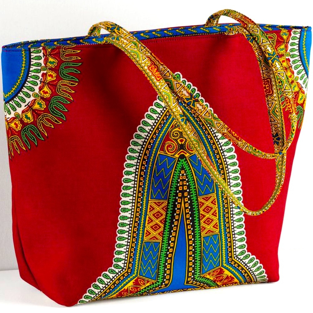 Vibrant Red and Blue Tote Bag 19X14X6 NWOT